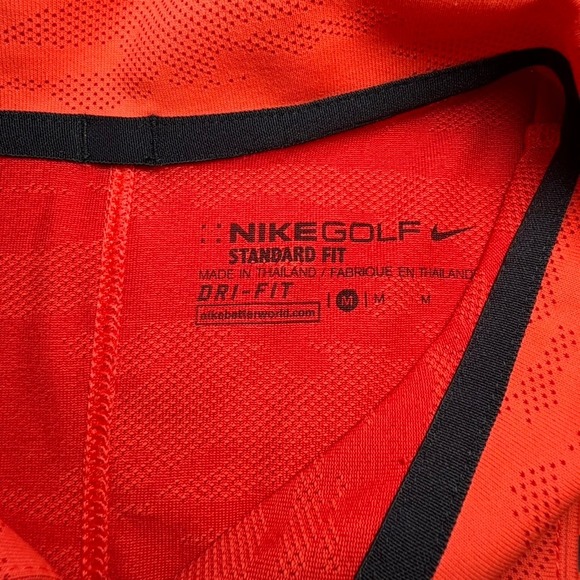 Nike Golf Polo Shirt Mens Medium Orange Excellent Dri-FIT Camo Tiger Stripe - Picture 2 of 5